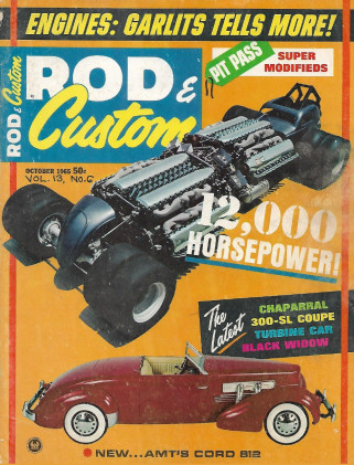 ROD & CUSTOM 1965 OCT - GARLITS ON ELECTRICS, MUSTANG GRILLE, CUSTOM HEADERS*